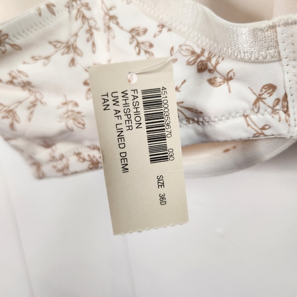 Soma Intimates Lightly Lined Demi Underwire Bra New NWT Gold Lace Beige Size 36D - Picture 4 of 7